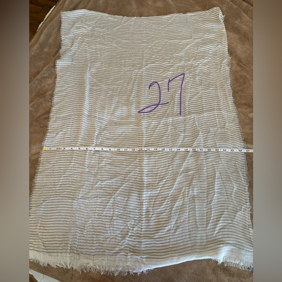 Ermenegildo Zegna White Striped Scarf NWT 54 x 27 - Picture 4 of 5